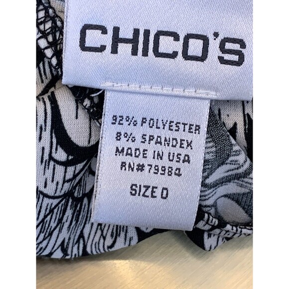 Chico's Blouse Damask Victorian Black White Soft Black 0 4 S (09) - Picture 7 of 9